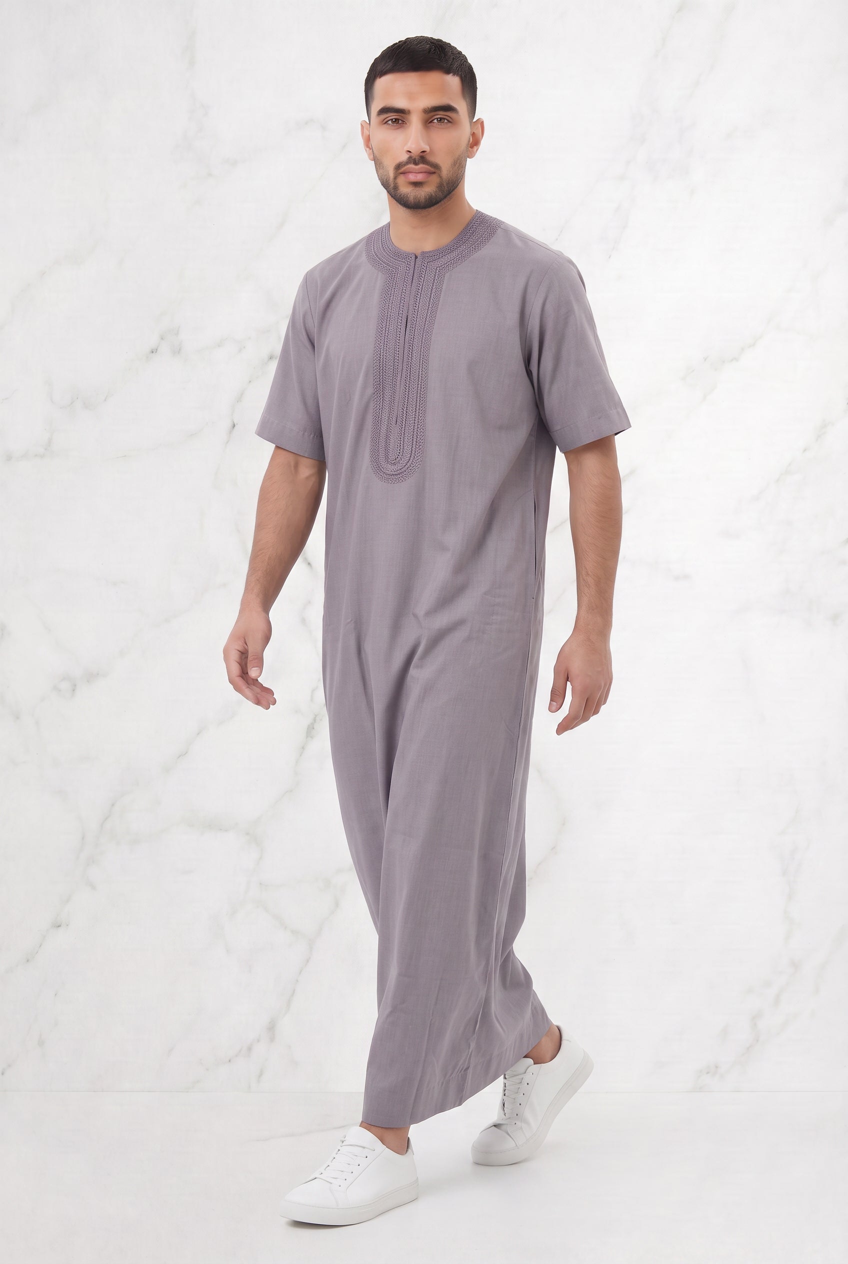 Morrocan Half Sleeve Grey Thobe 1512-13