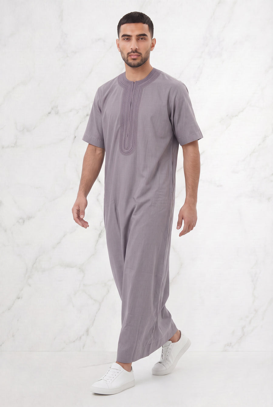 Morrocan Half Sleeve Grey Thobe 1512-13
