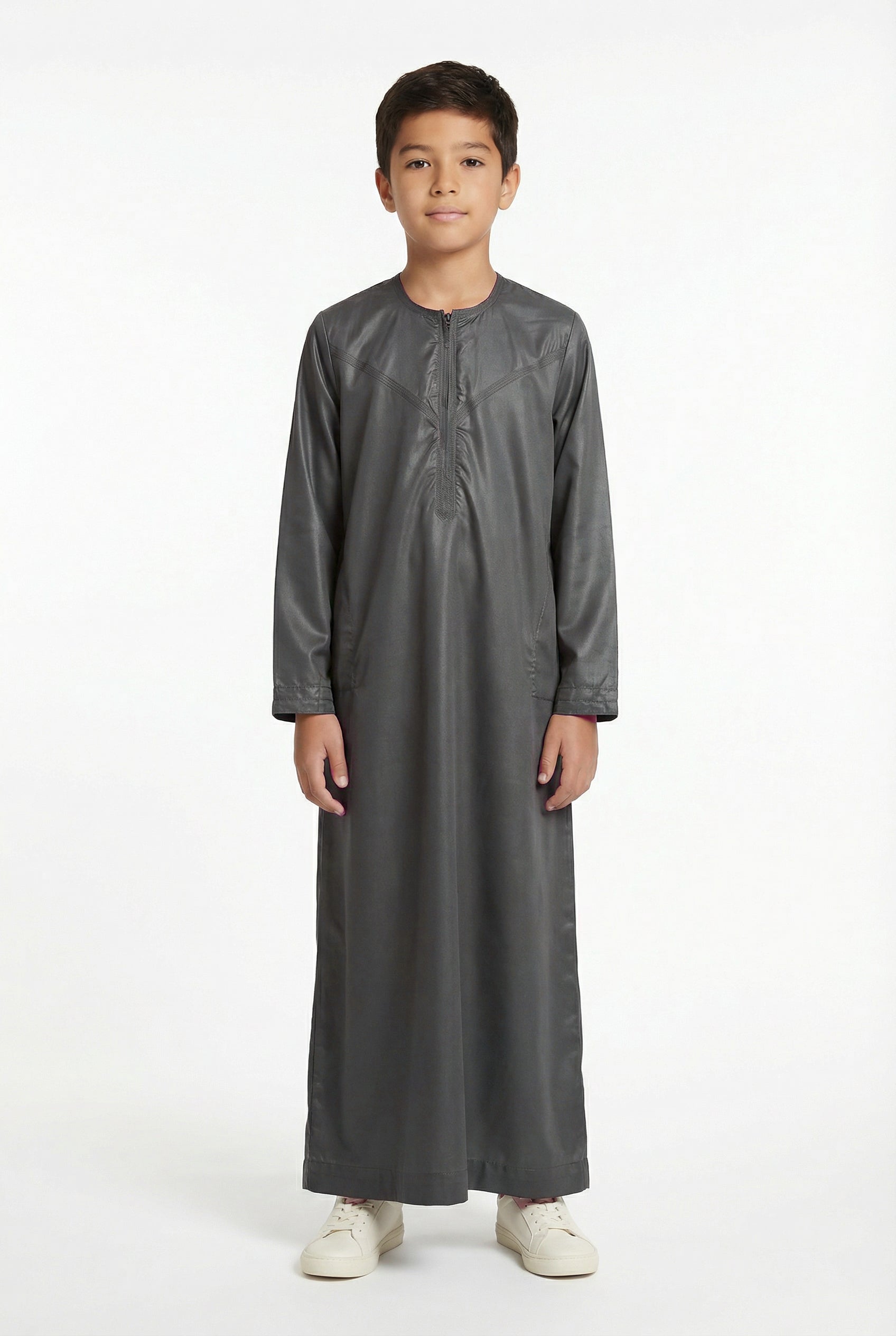 Boys Omani Satin Thobe Steel Grey AMSM 1517 26