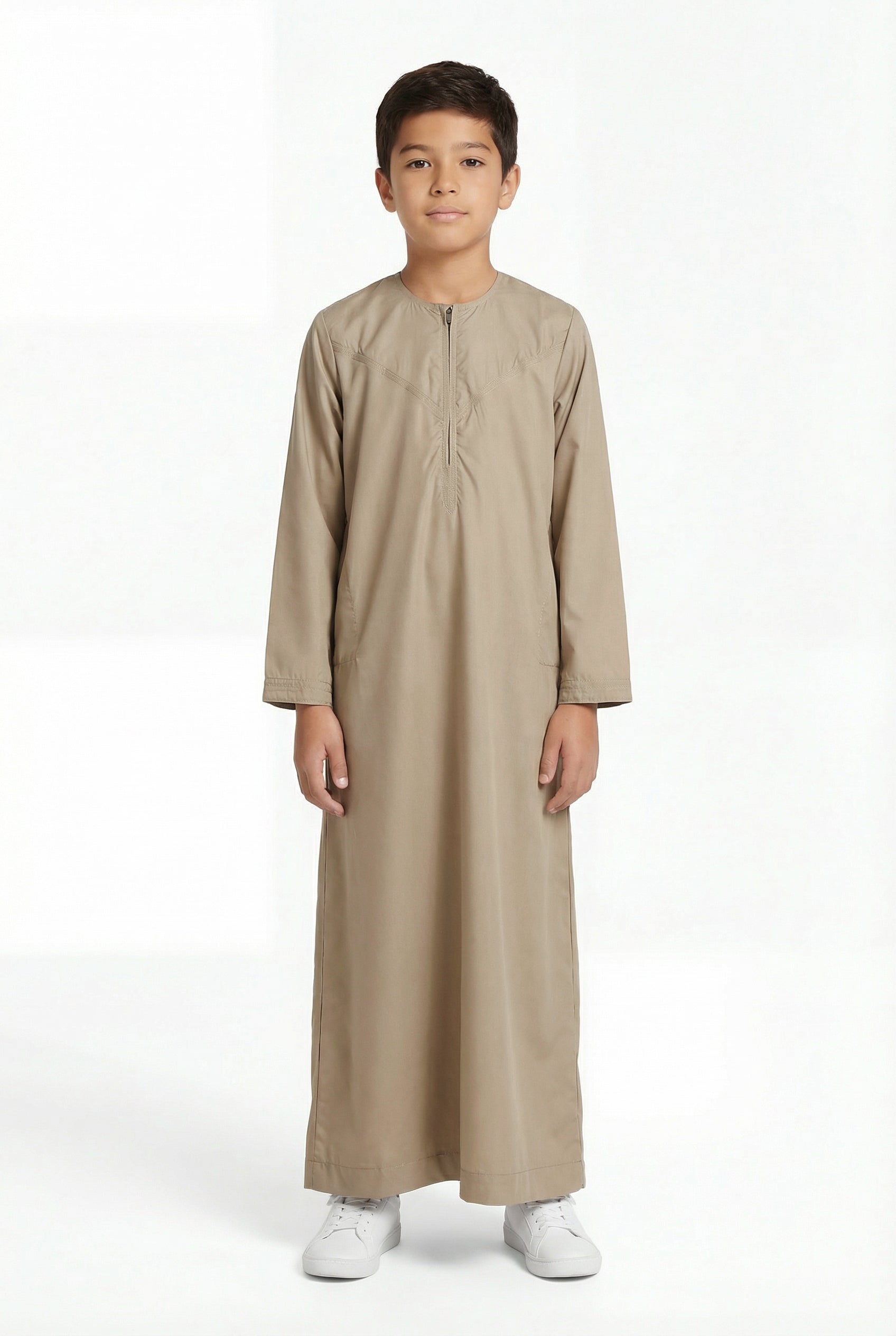 Boys Omani Satin Thobe Beige AMSM 1517 Col 24