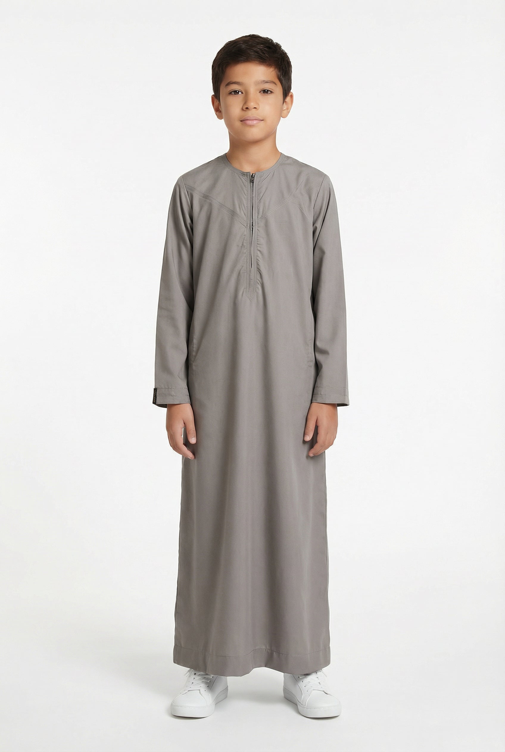 Boys Omani Satin Thobe Stone Grey AMSM 1517 Col 25