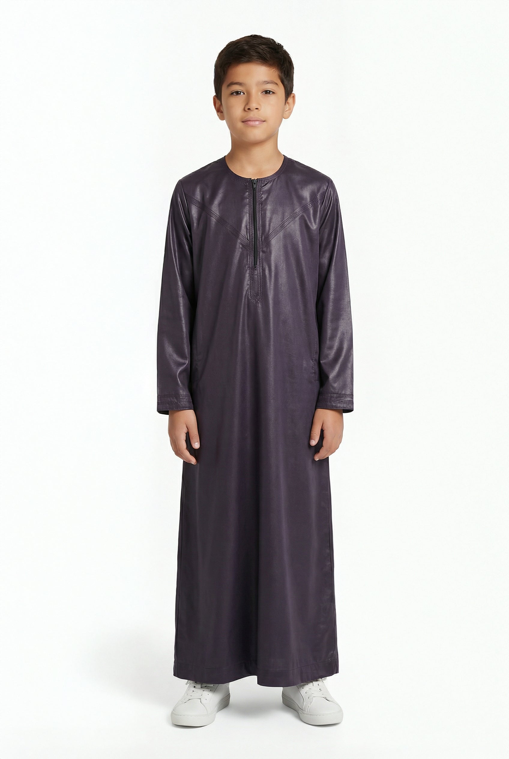 Boys Omani Satin Thobe Dark Purple AMSM 1517 Col 27