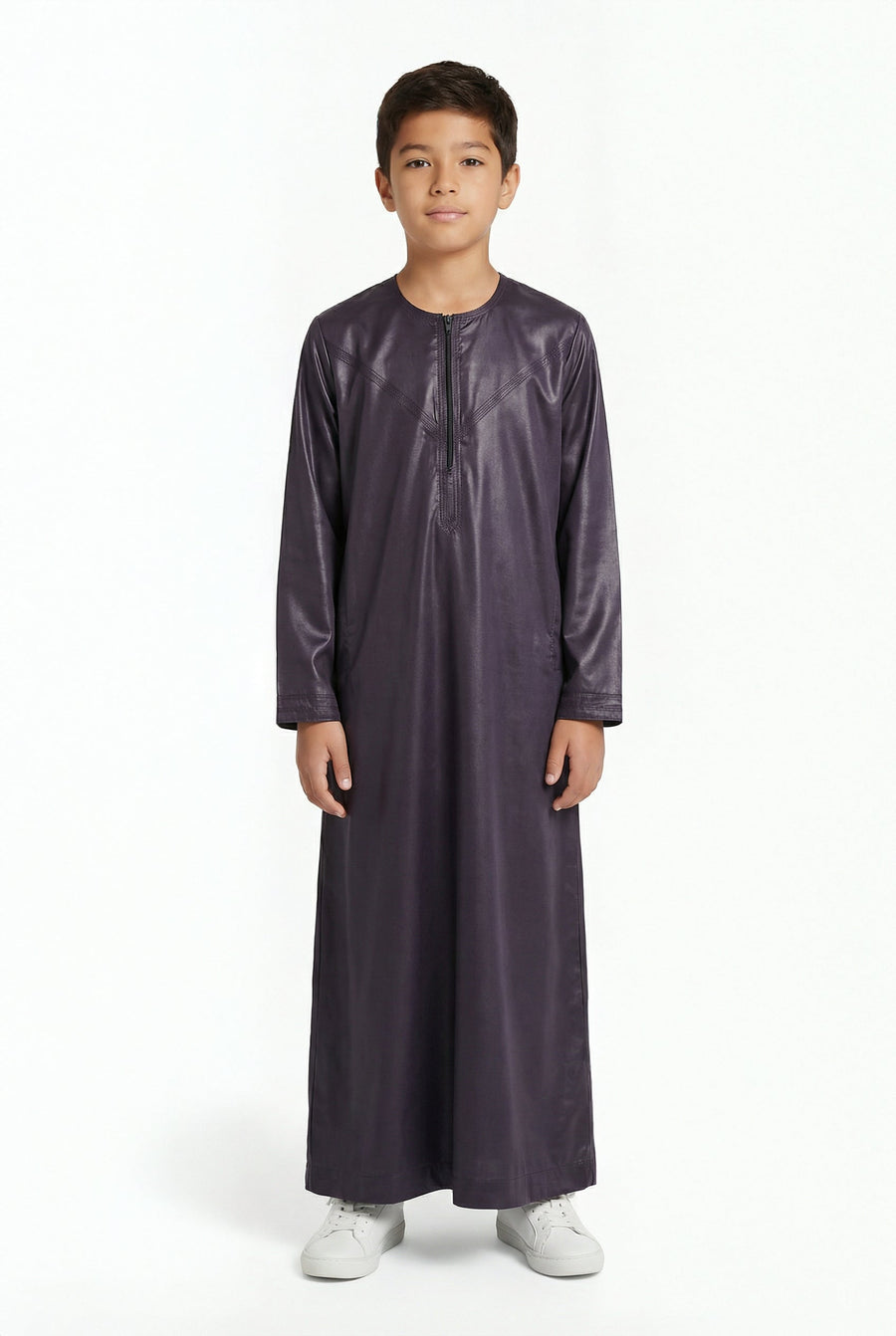 Boys Omani Satin Thobe Dark Purple AMSM 1517 Col 27