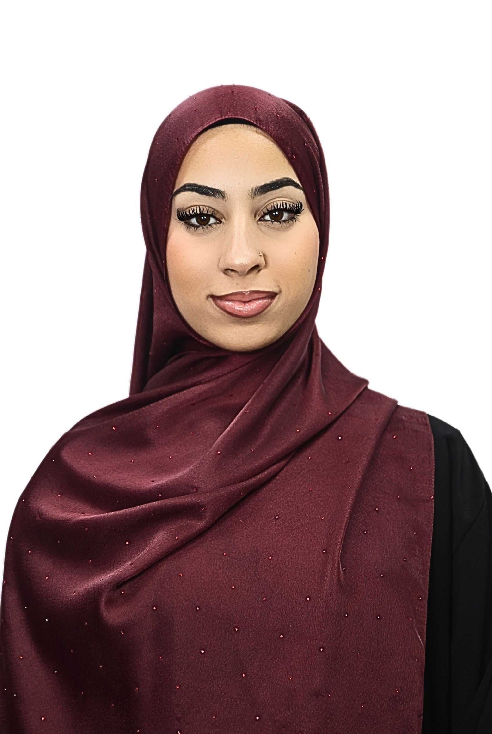 Satin Mukesh Hijab Burgundy Col 10
