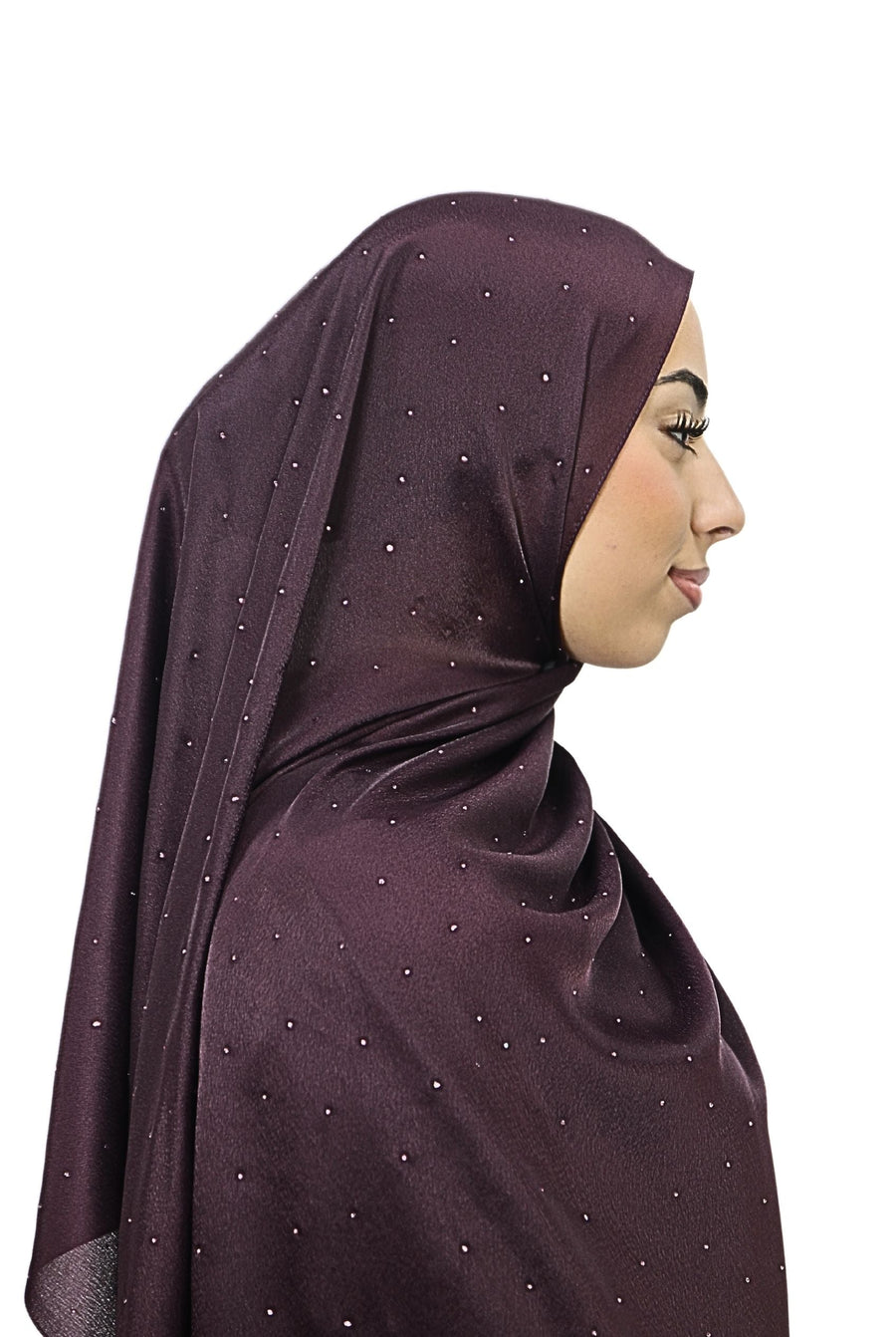 Satin Mukesh Hijab Plum