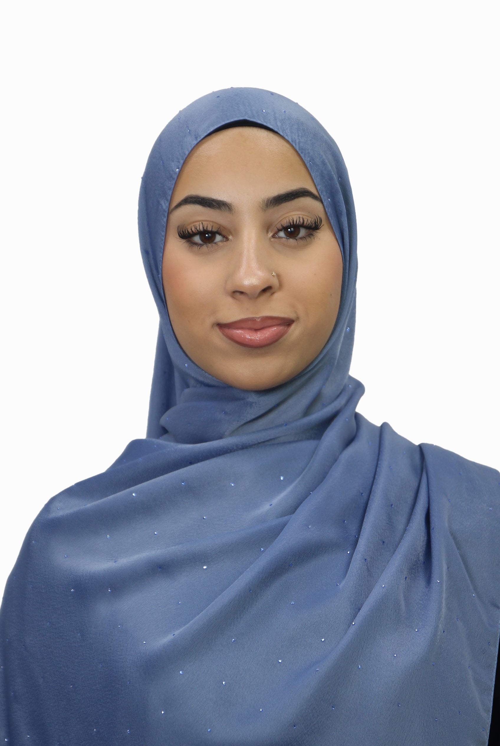Satin Mukesh Hijab Steel Blue Col 5