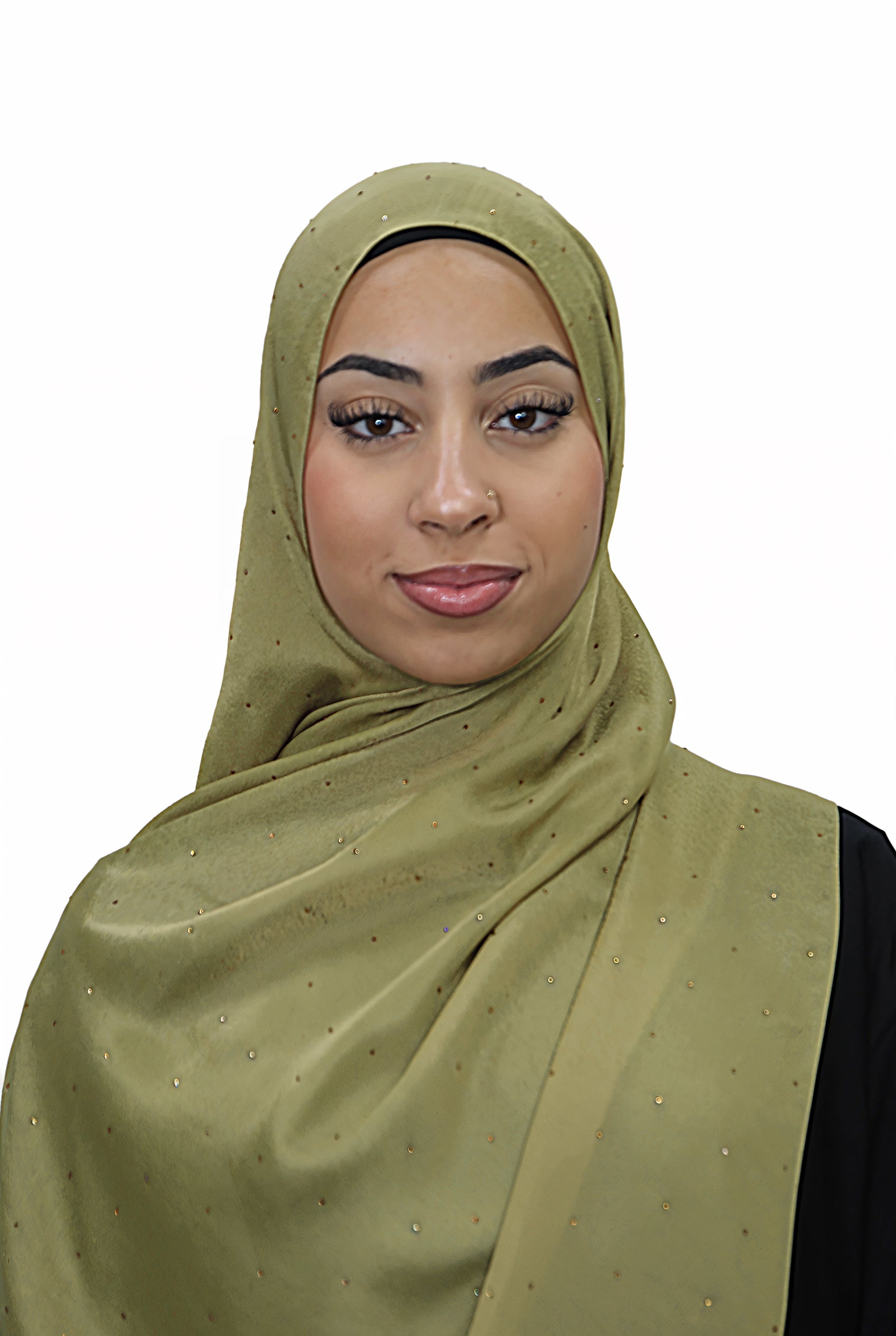 Satin Mukesh Hijab Olive Col 9