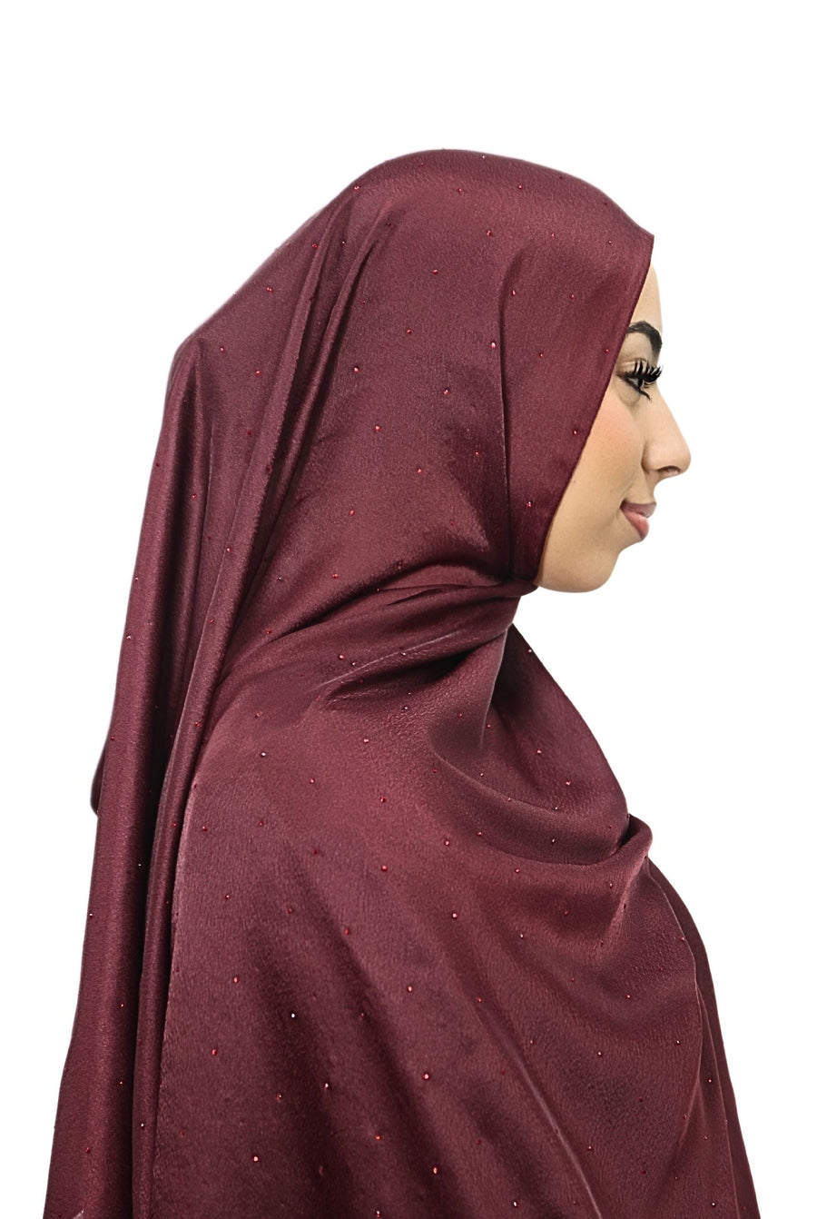 Satin Mukesh Hijab Burgundy Col 10