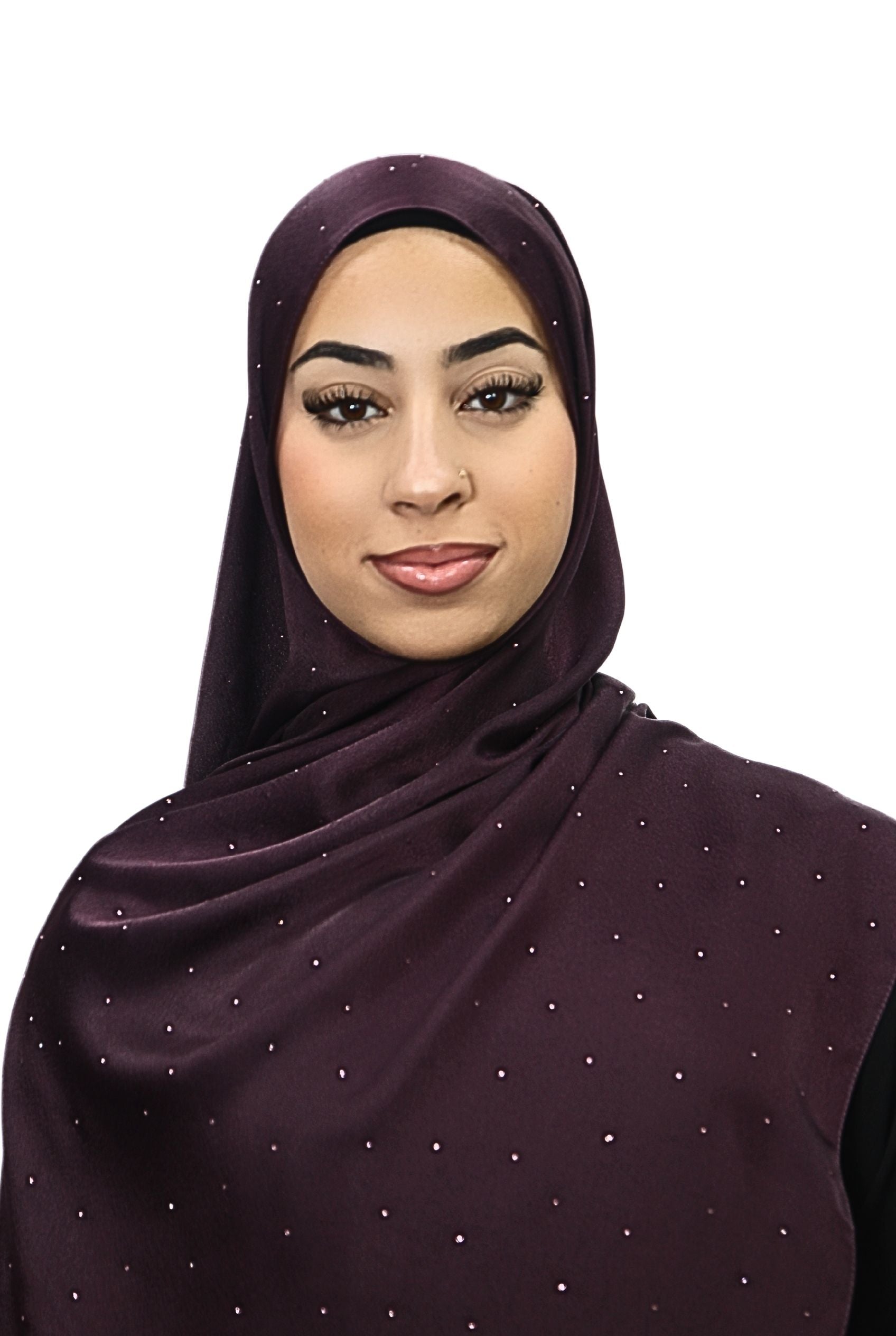 Satin Mukesh Hijab Plum