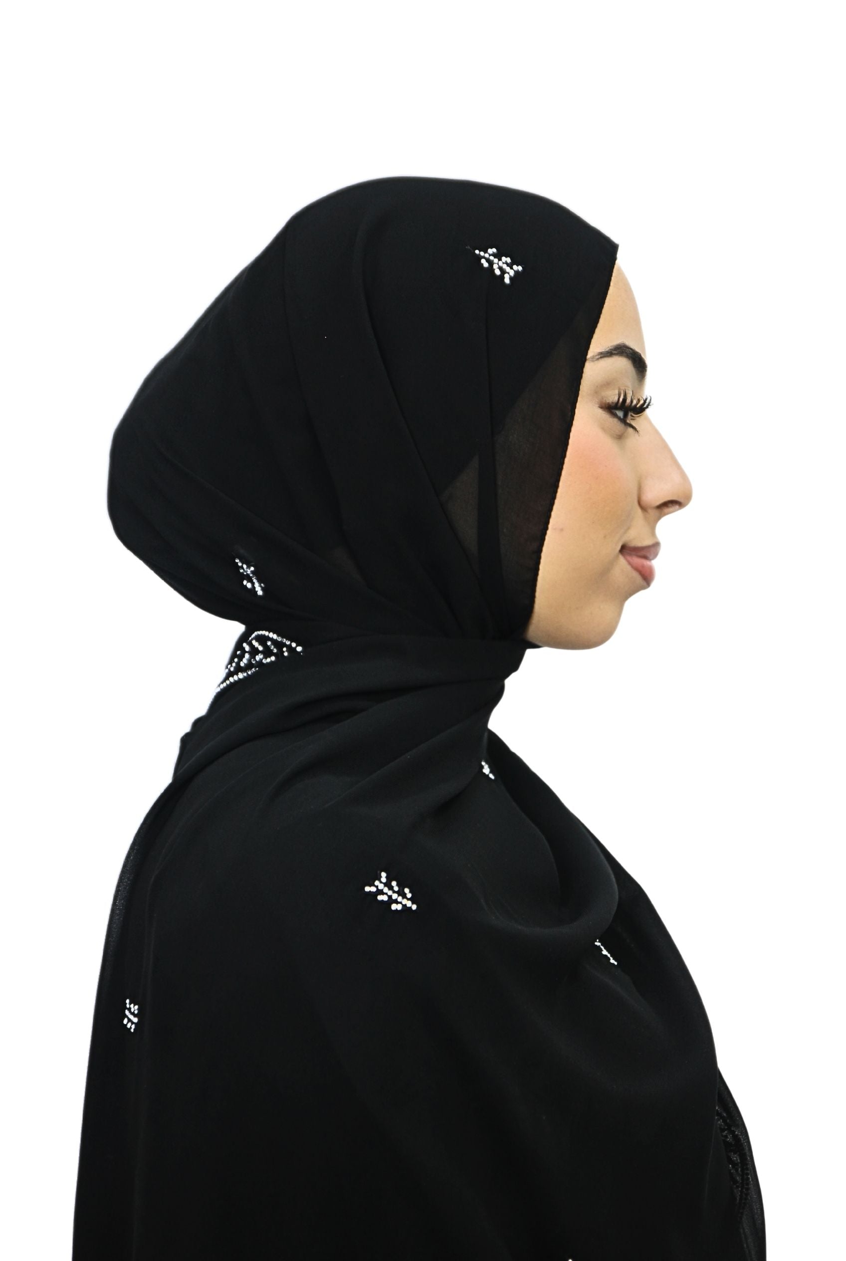 Emirati Chiffon Hijab D1 Black Col Formal Black