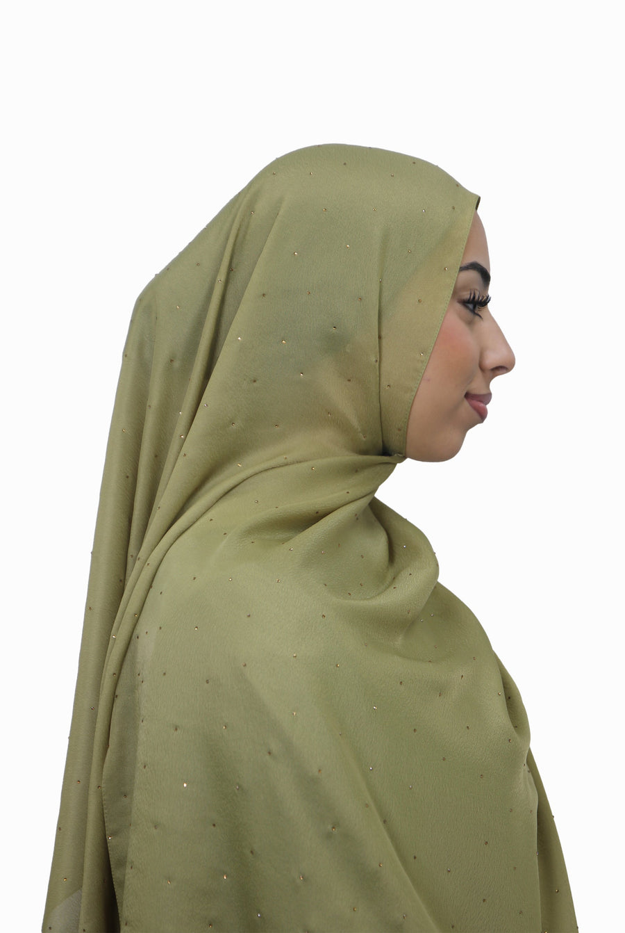 Satin Mukesh Hijab Olive Col 9
