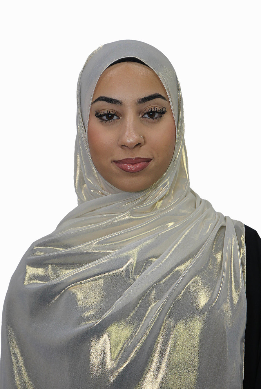 Gold Korean Shimmer Hijab Pearl Col 2