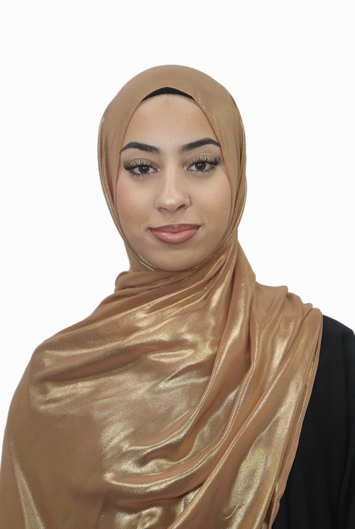 Gold Korean Shimmer Hijab Caramel Col 11