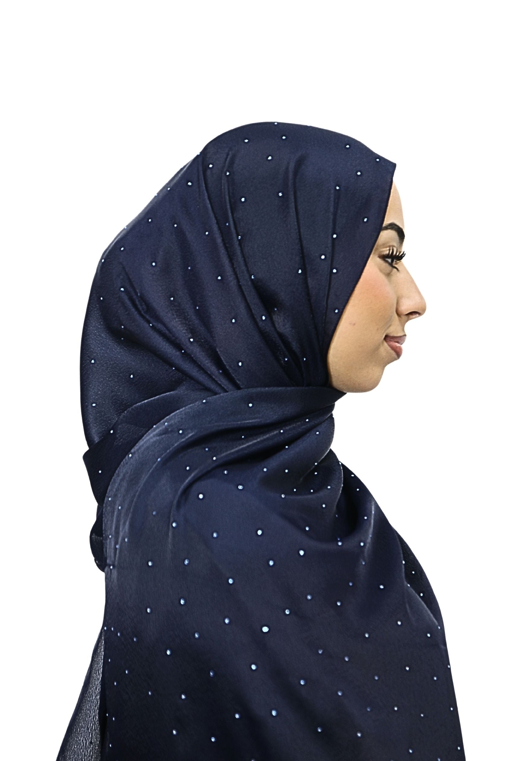 Satin Mukesh Hijab Navy