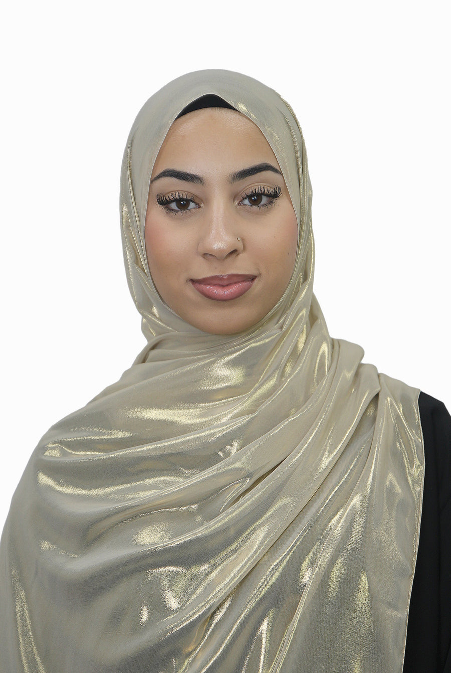 Gold Korean Shimmer Hijab Beige Col 18
