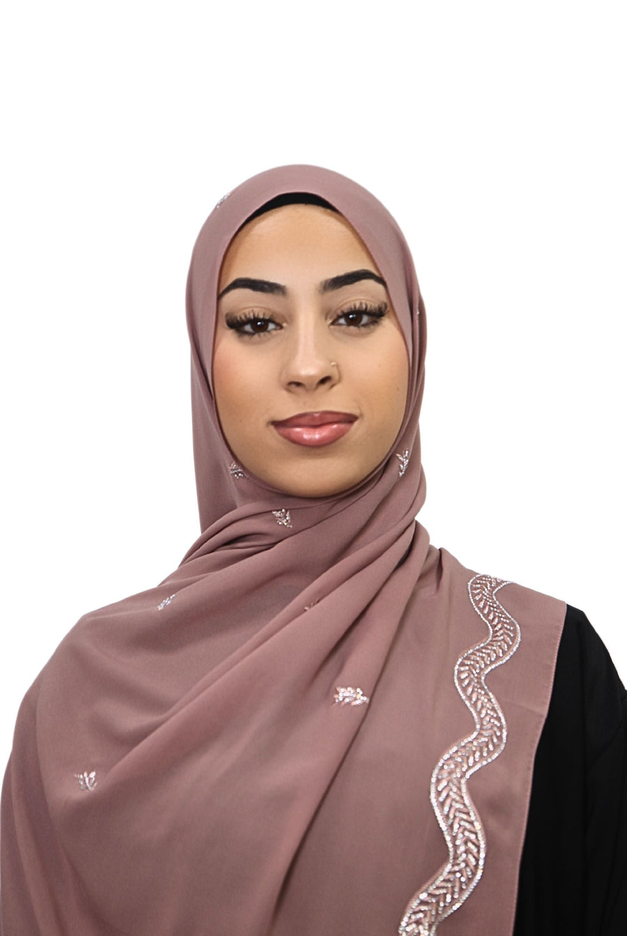 Emirati Chiffon Hijab D1 Dusty Rose Col 15