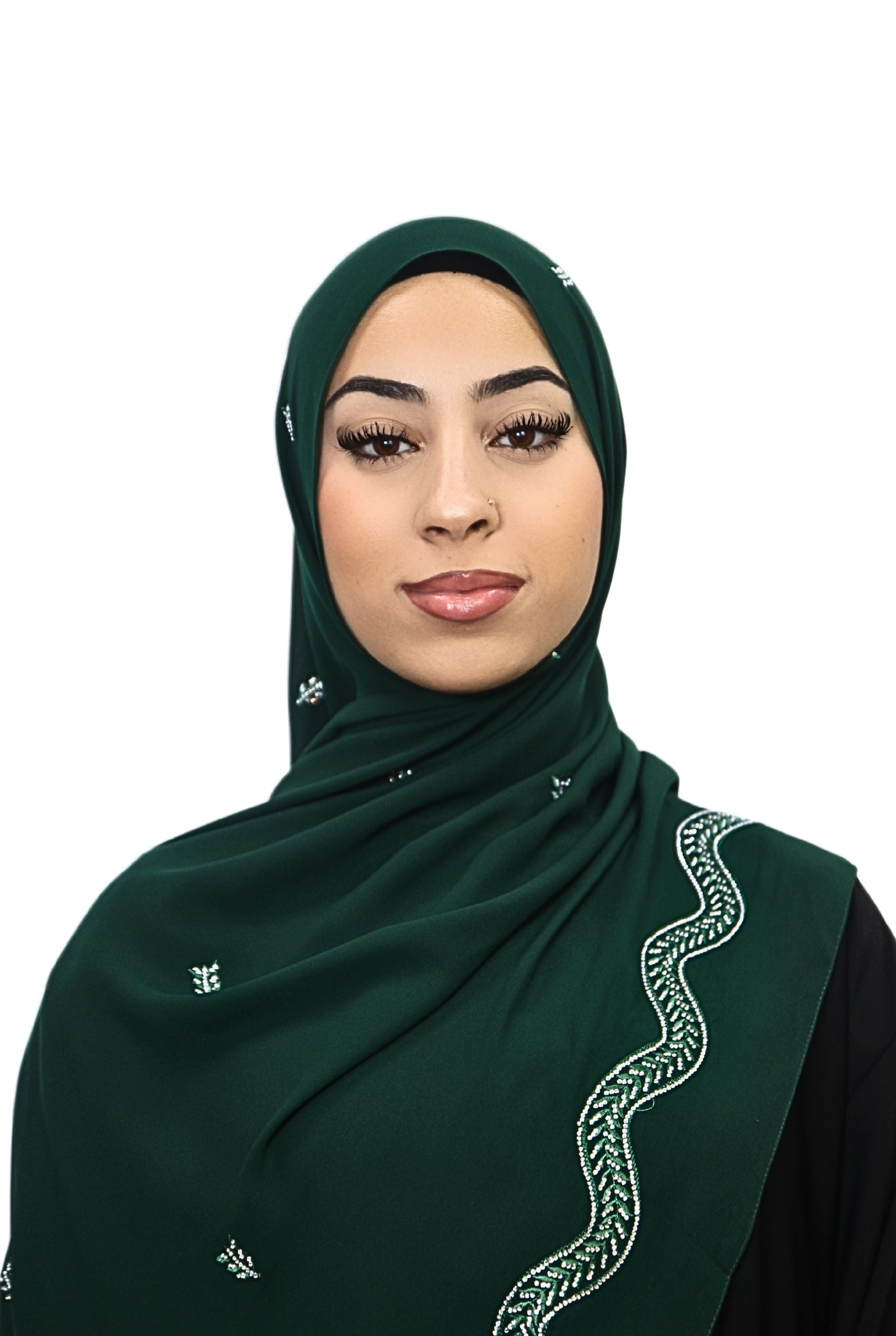 Emirati Chiffon Hijab D1 Emerald Green Col 91