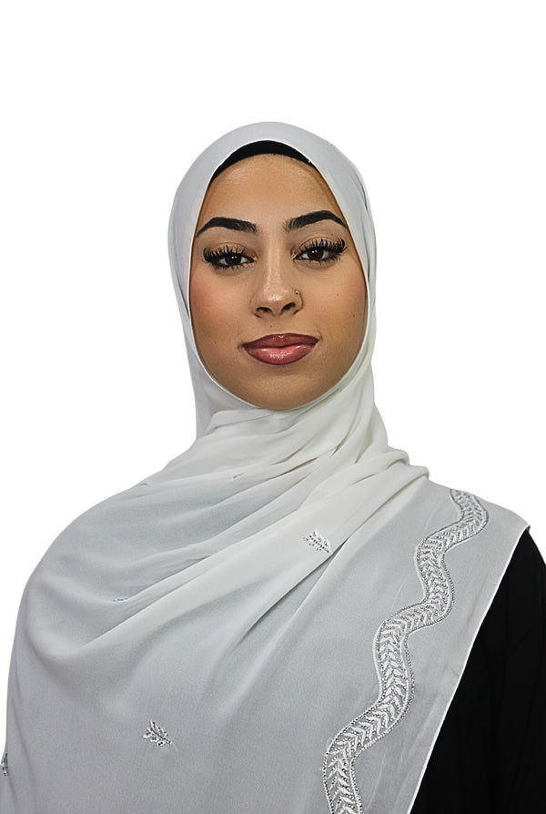 Emirati Chiffon Hijab D1 Ivory Col 2
