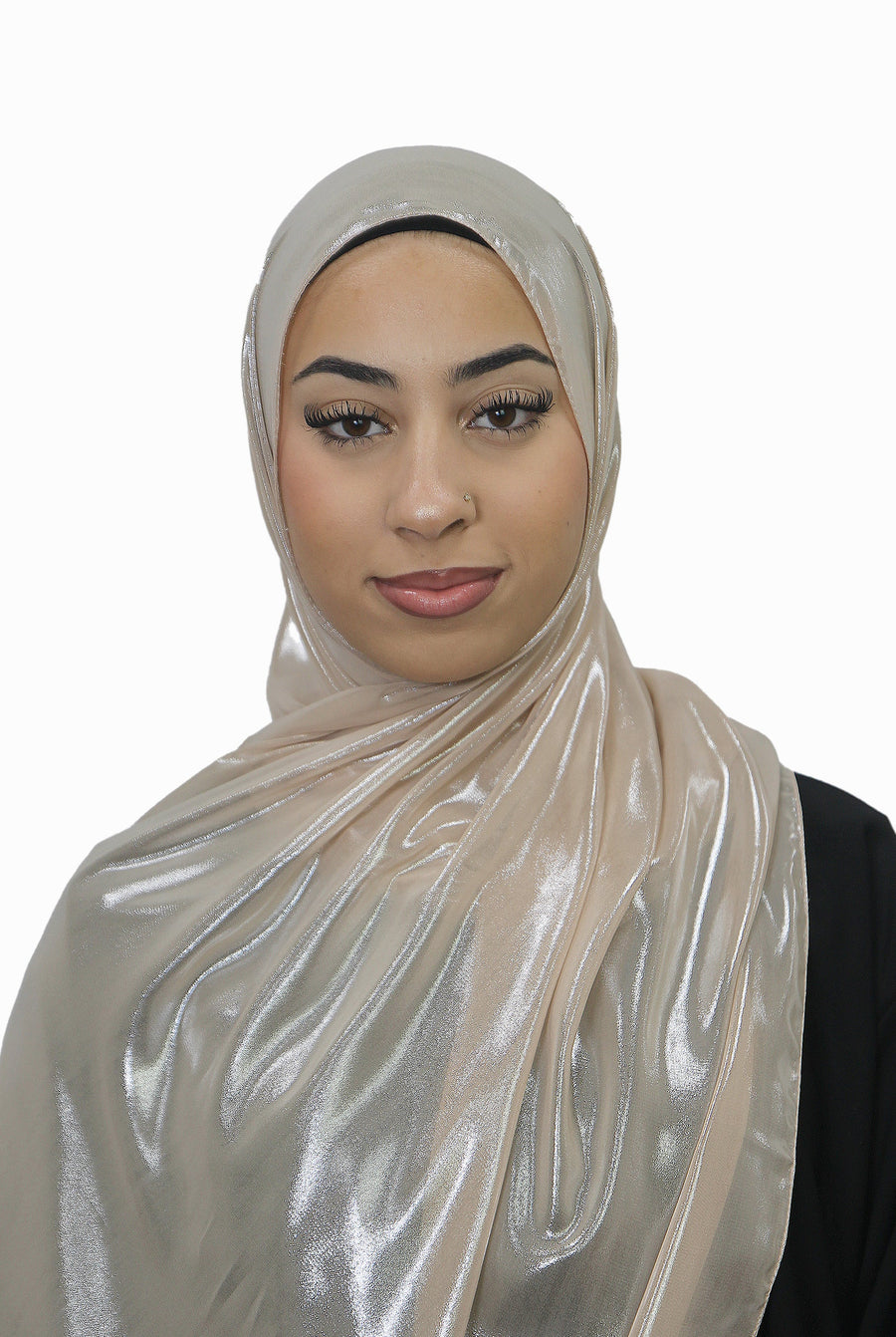 Silver Korean Shimmer Hijab Champagne Col 13