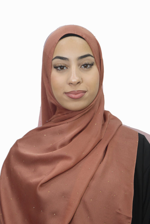 Satin Mukesh Hijab Warm Mocha Col 7