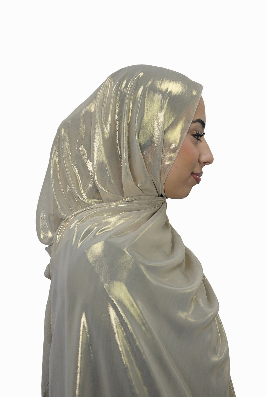 Gold Korean Shimmer Hijab Beige Col 18
