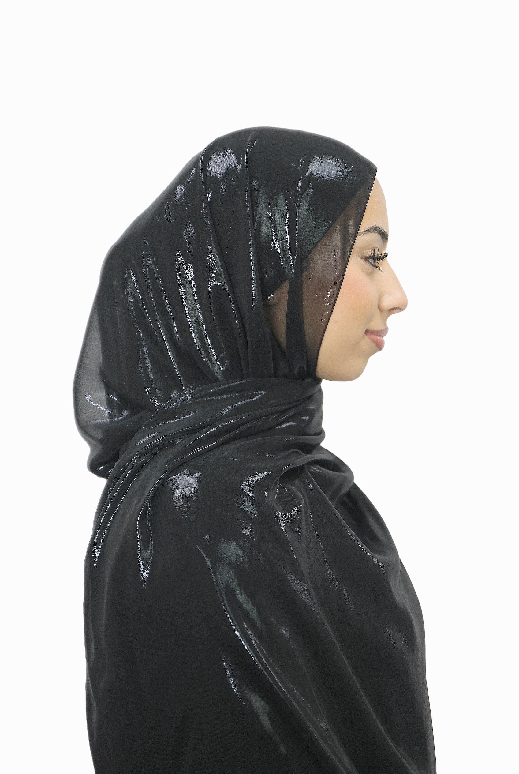 Silver Korean Shimmer Hijab Black Col 20