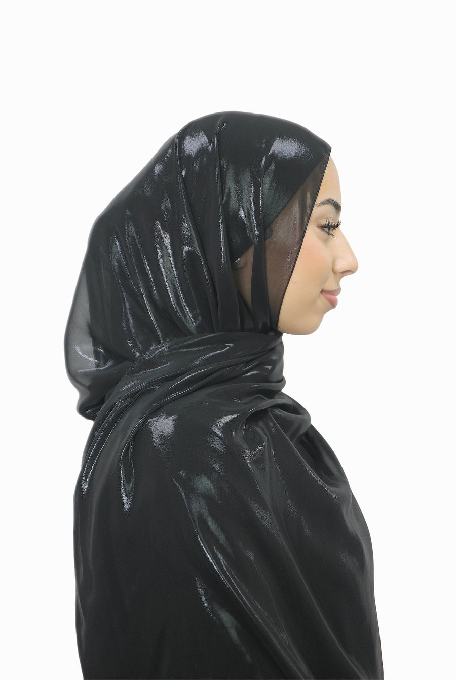 Silver Korean Shimmer Hijab Black Col 20