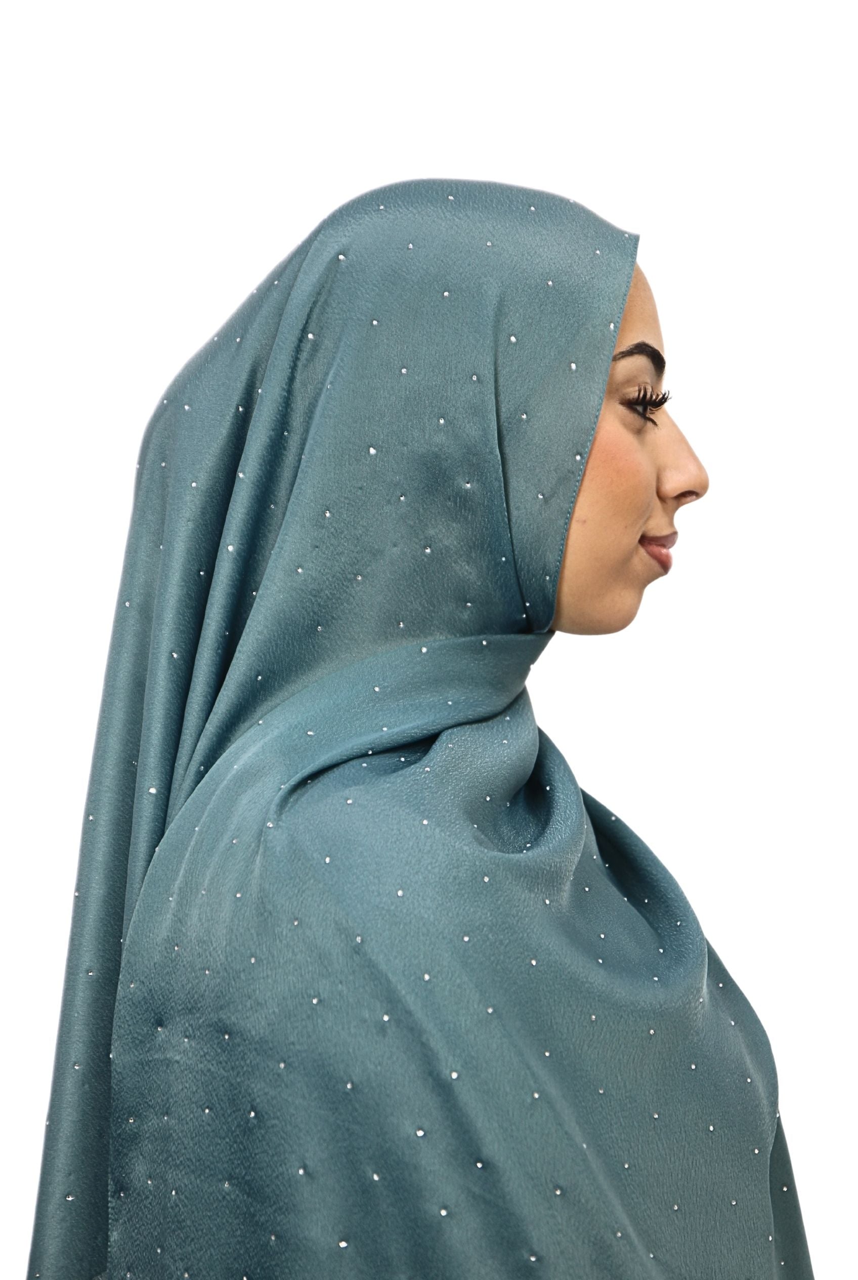 Satin Mukesh Hijab Deep Teal Col 11