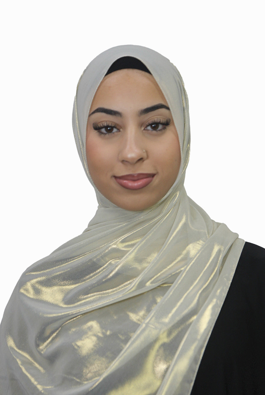 Silver Korean Shimmer Hijab Ivory Col 17