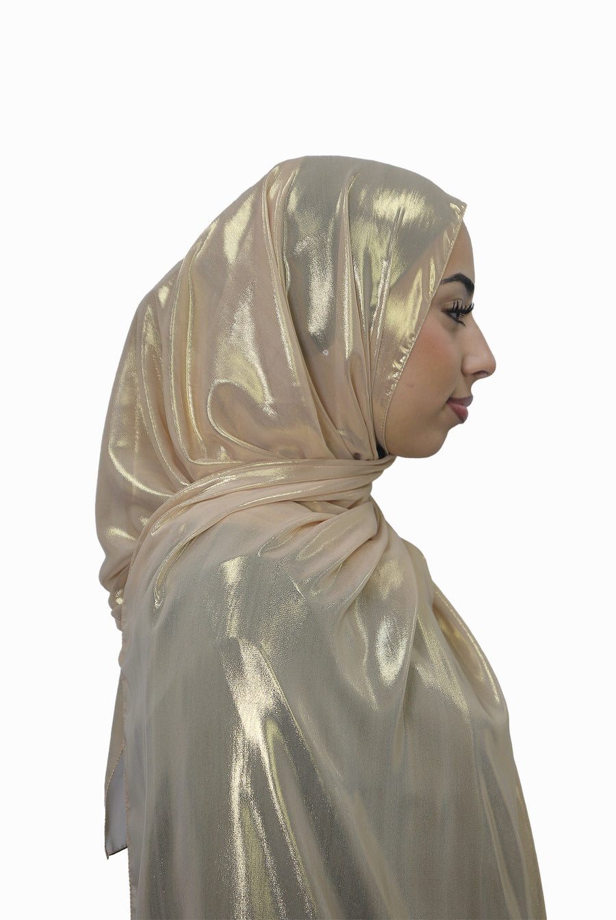 Gold Korean Shimmer Hijab Champagne Col 1