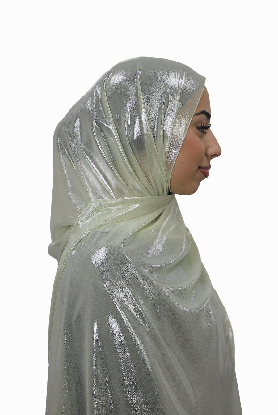 Silver Korean Shimmer Hijab Soft Sage Green Col 16