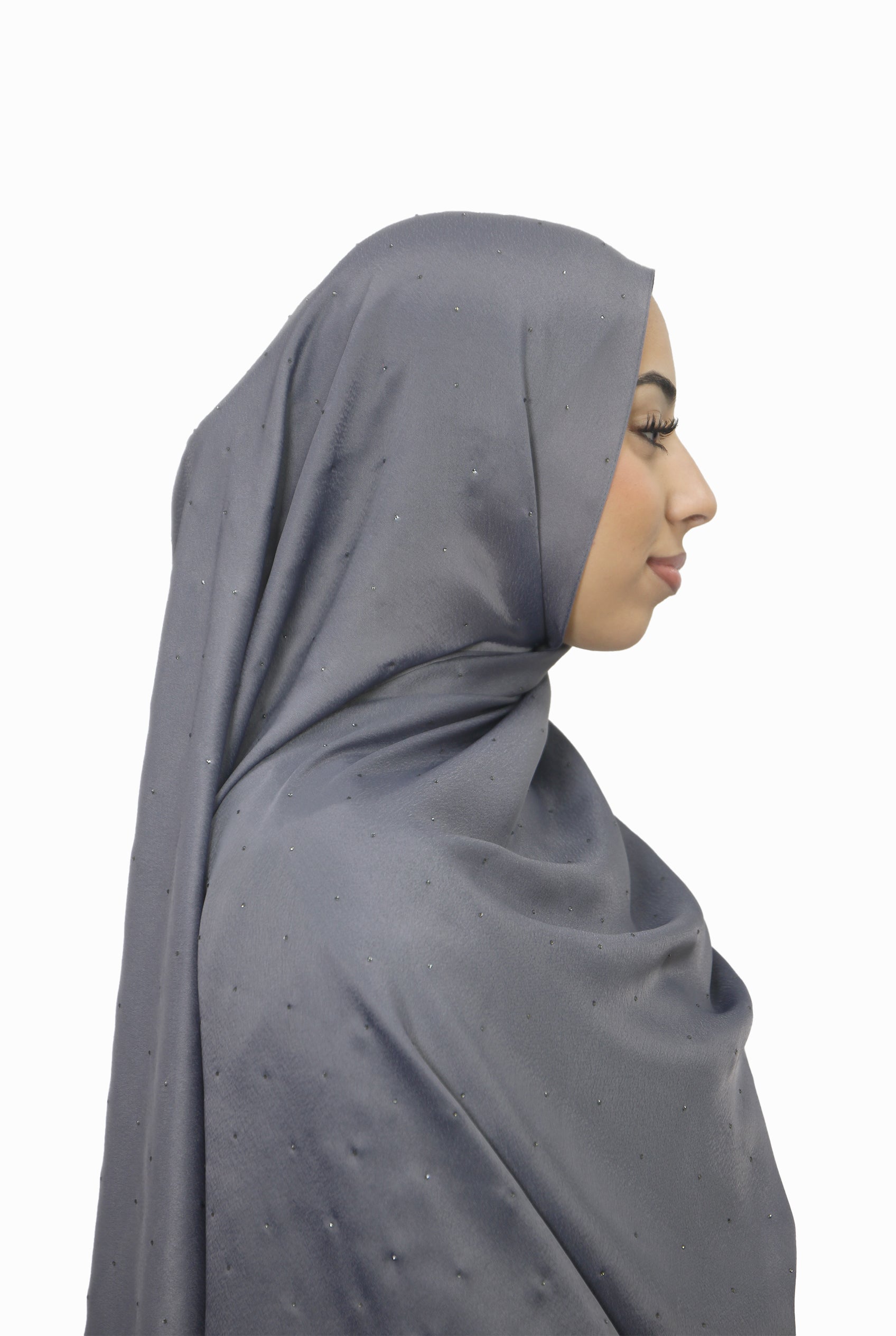 Satin Mukesh Hijab Steel Grey Col 15