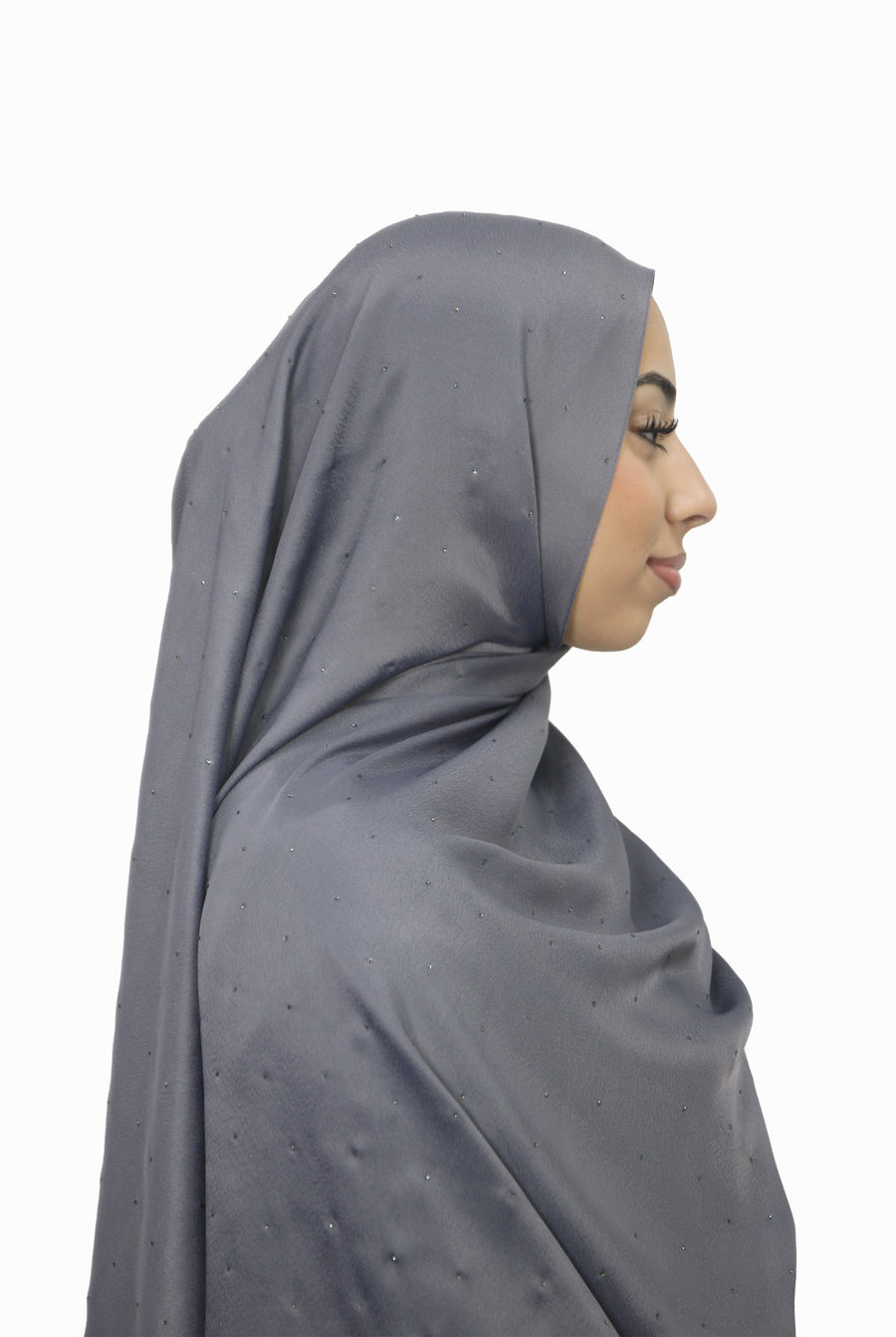 Satin Mukesh Hijab Steel Grey Col 15