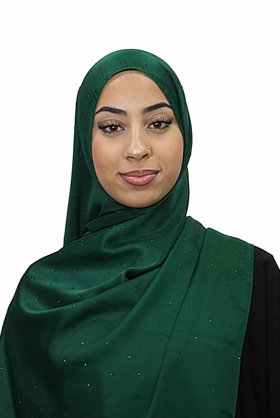 Satin Mukesh Hijab Emerald Green Col 13