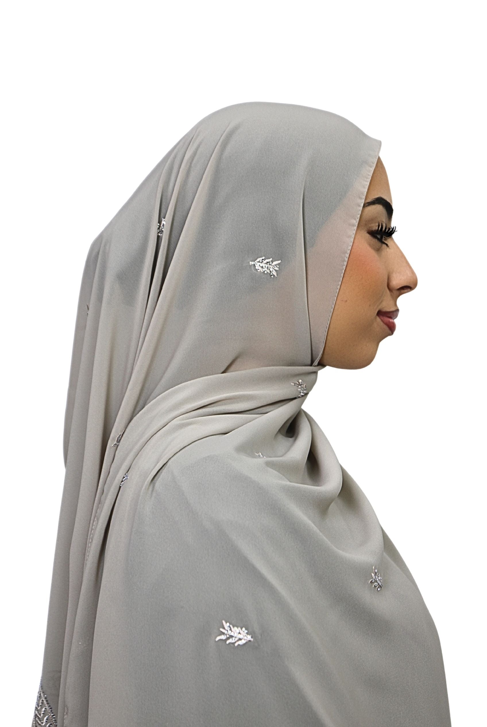Emirati Chiffon Hijab D1 Dove Grey Col 15M