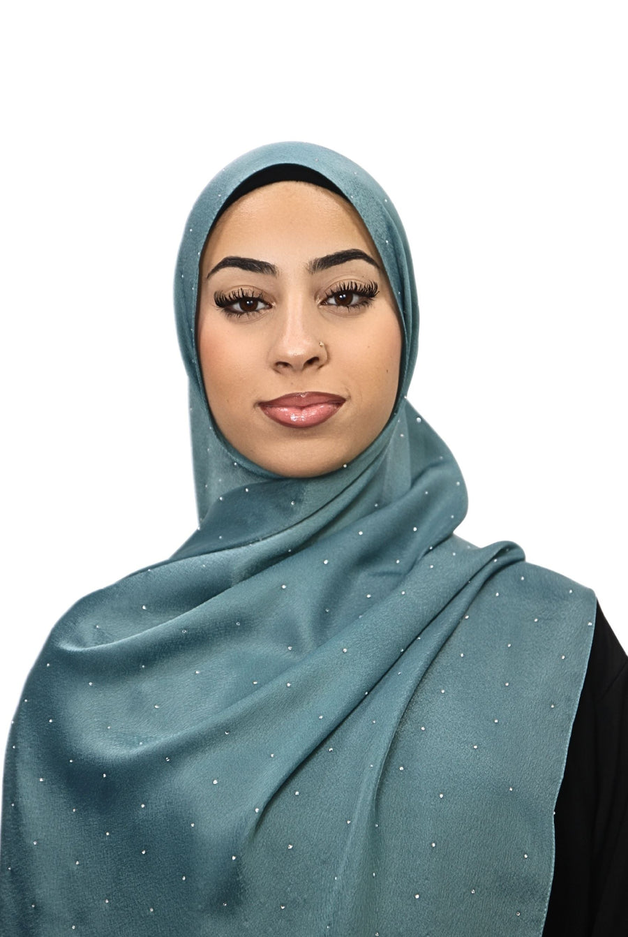 Satin Mukesh Hijab Deep Teal Col 11