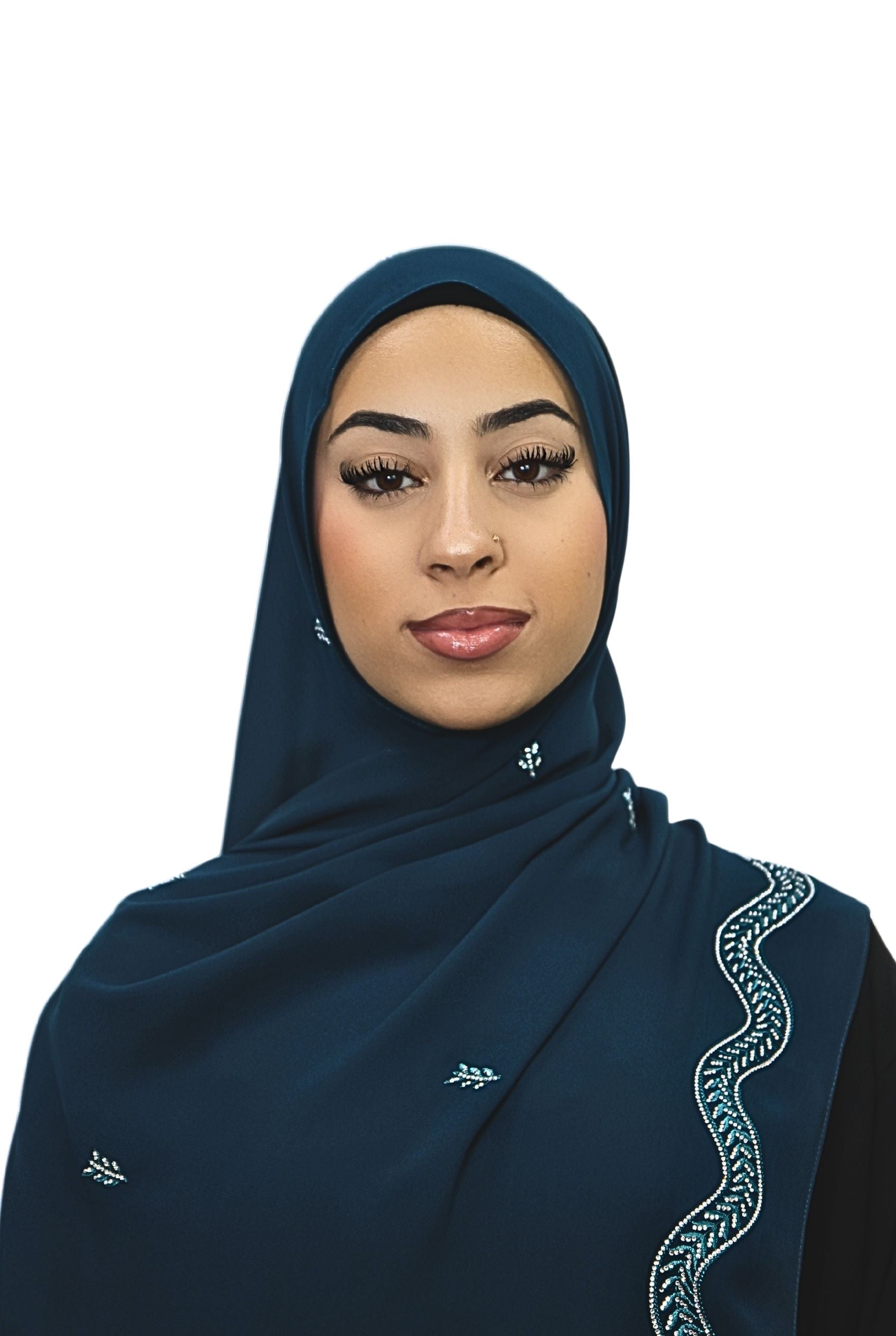 Emirati Chiffon Hijab D1 Deep Teal Col 74