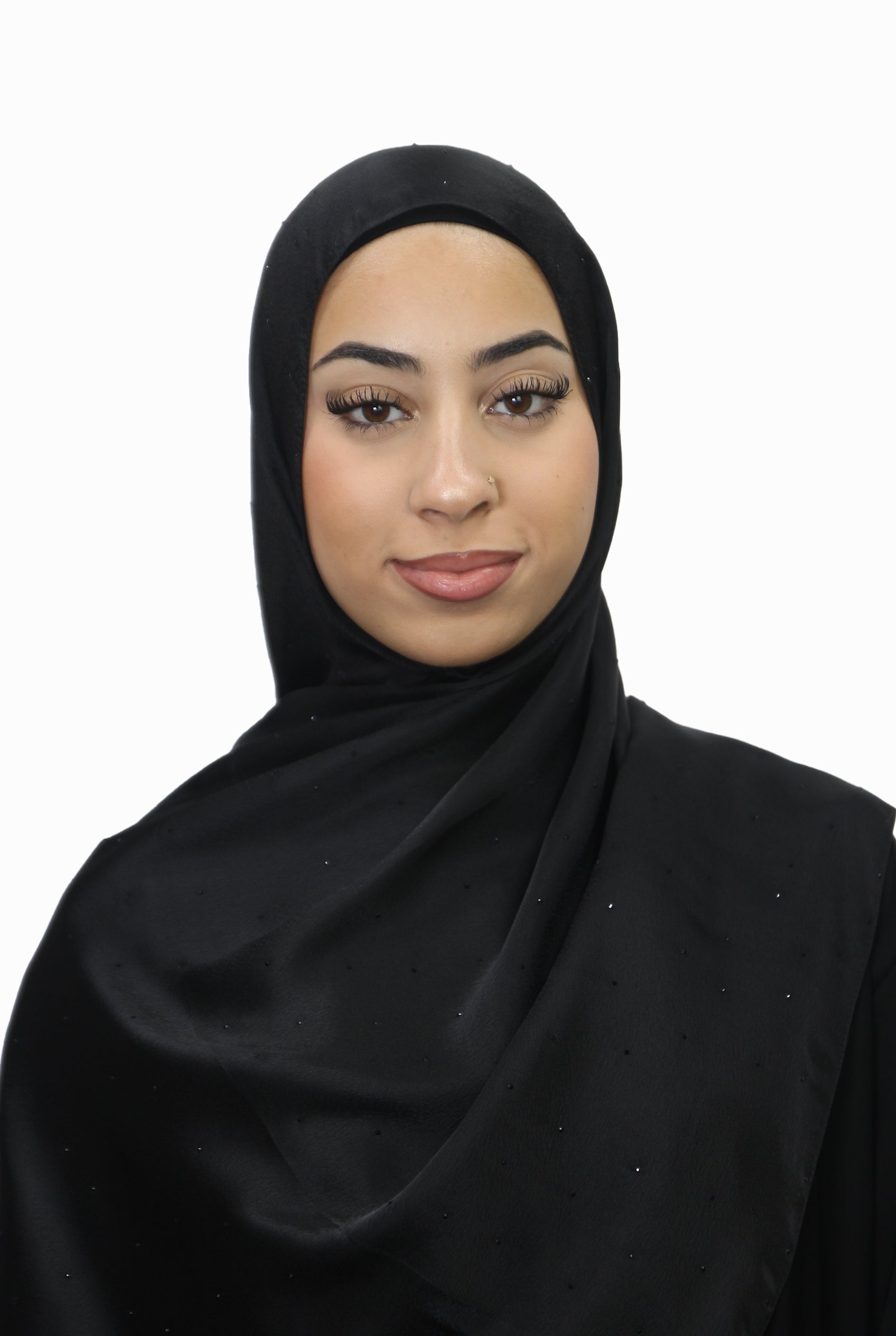 Satin Mukesh Hijab Black Col 1