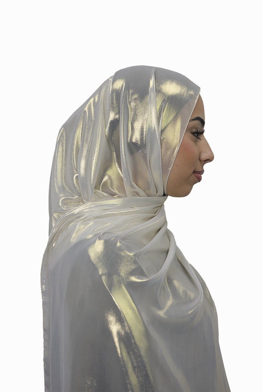 Gold Korean Shimmer Hijab Pearl Col 2