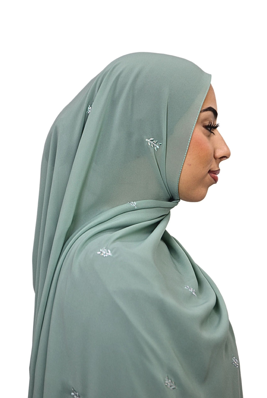 Emirati Chiffon Hijab D1 Sage Green Col 52M