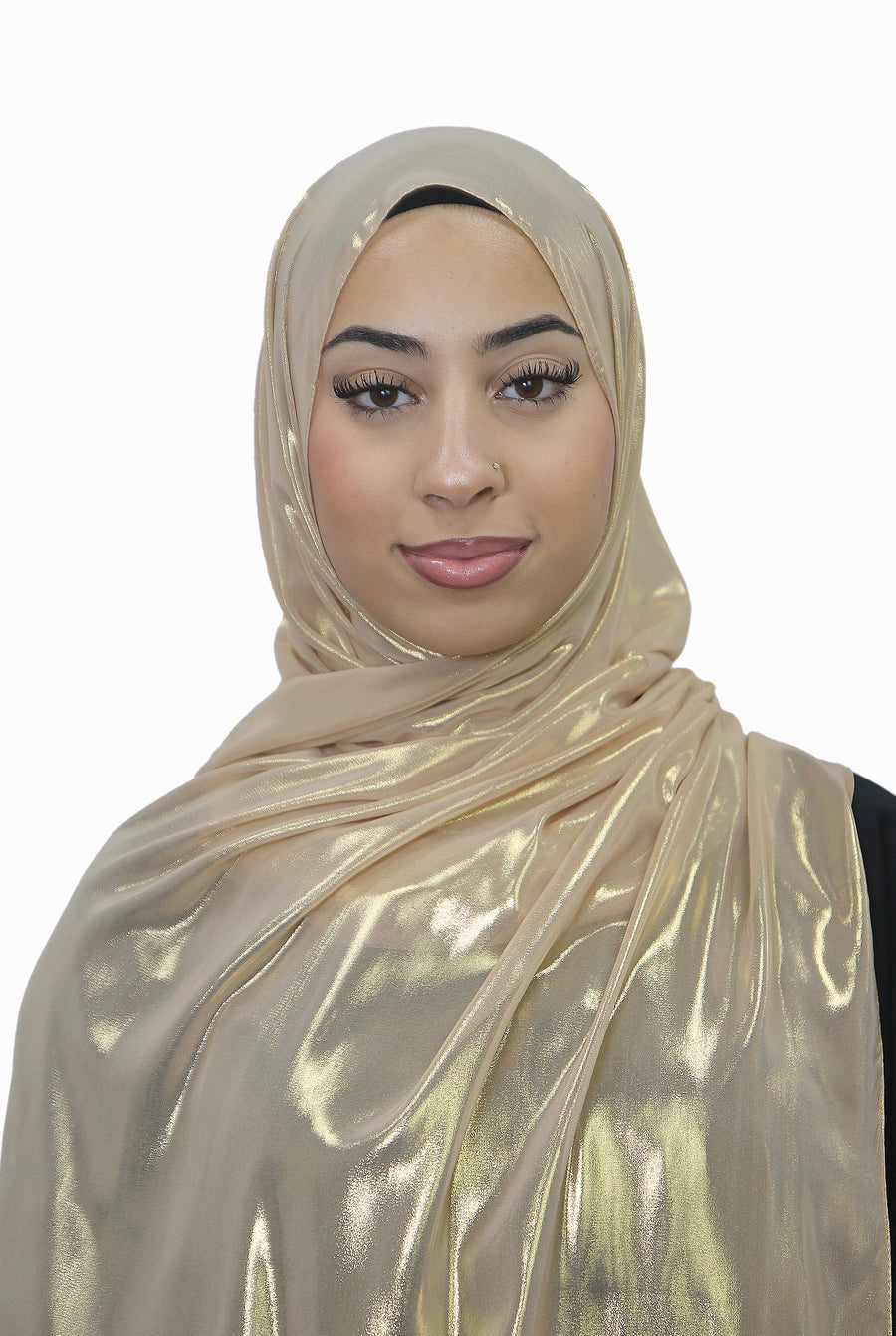 Gold Korean Shimmer Hijab Champagne Col 1