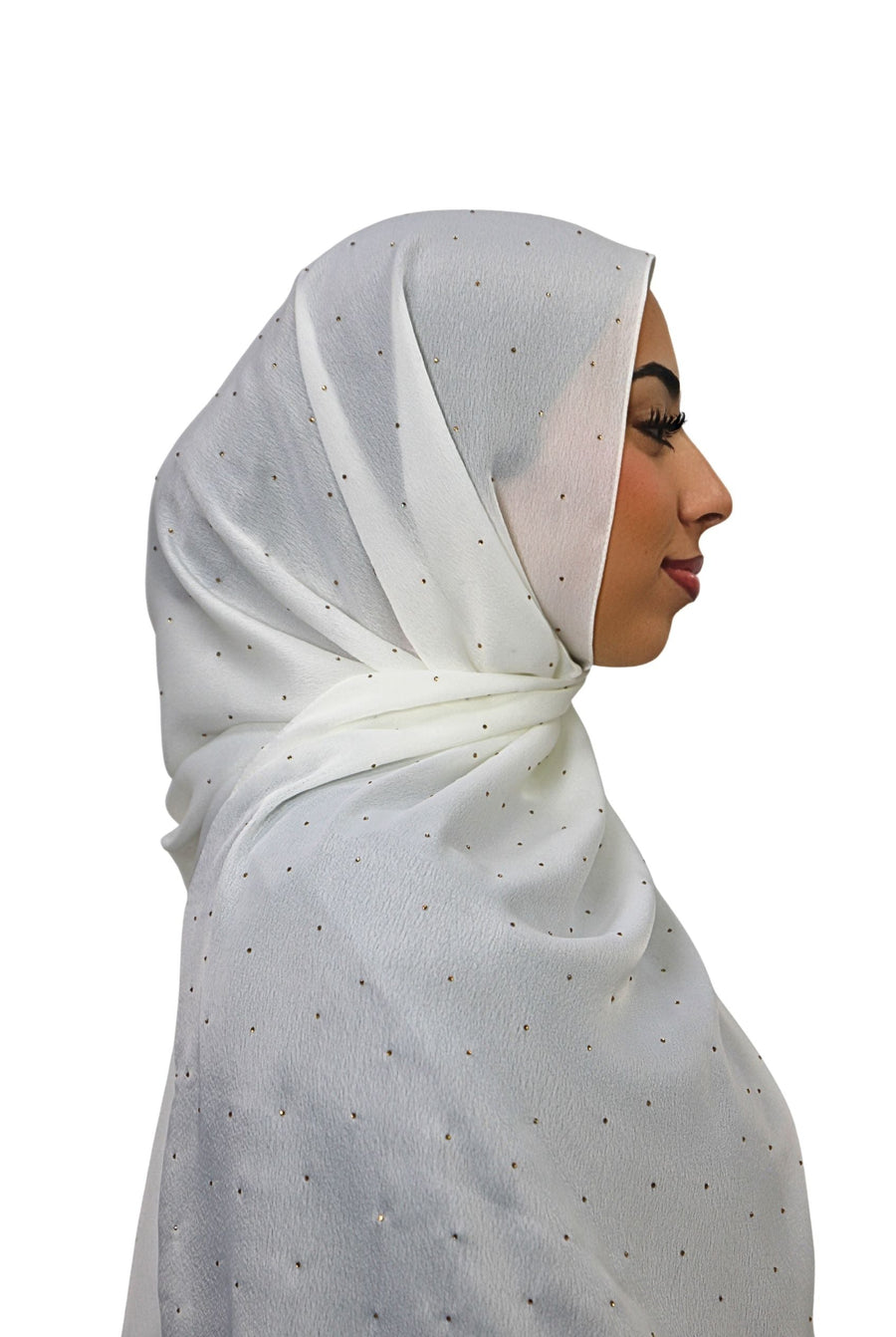 Satin Mukesh Hijab White Col 14