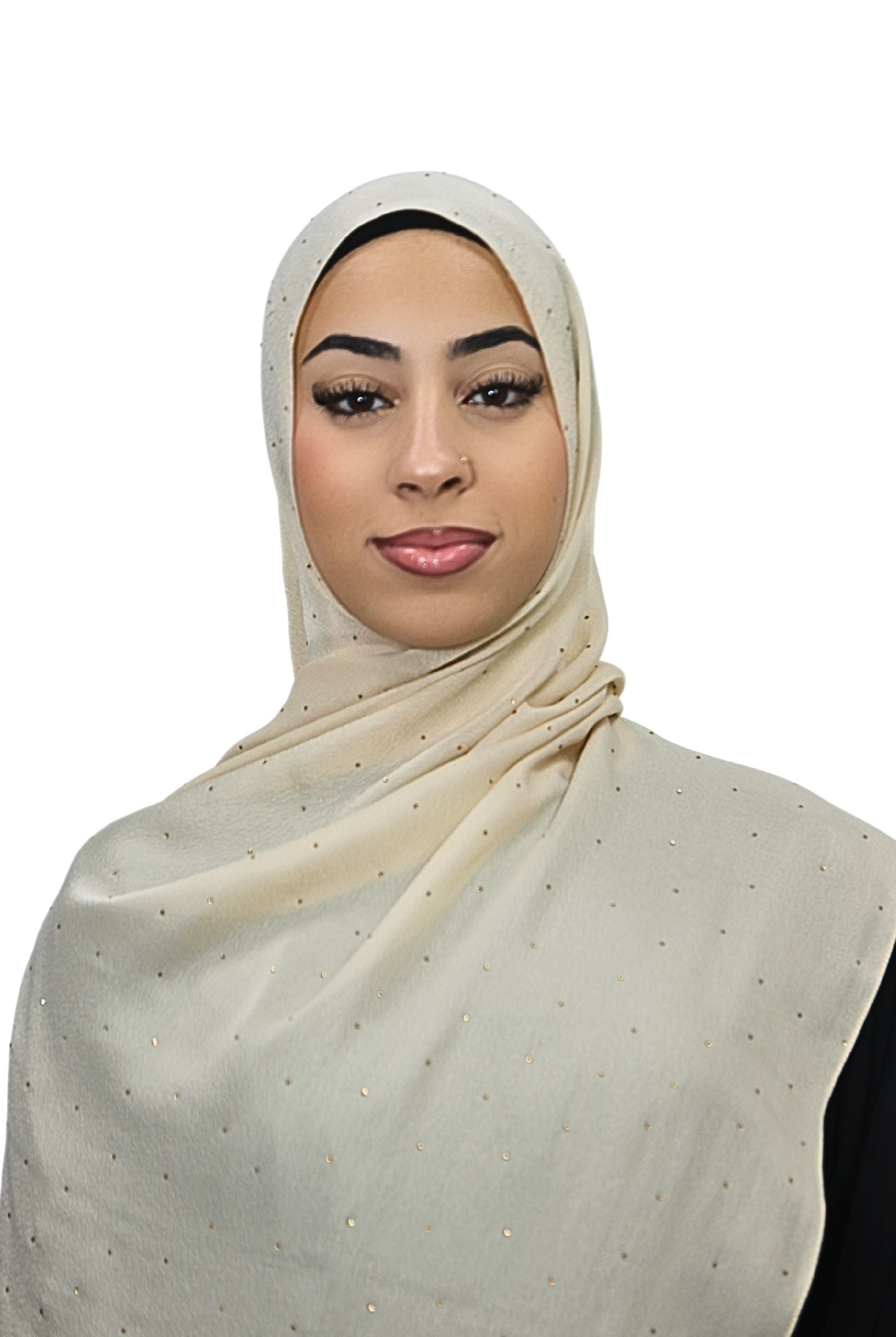 Satin Mukesh Hijab Ivory Col 2