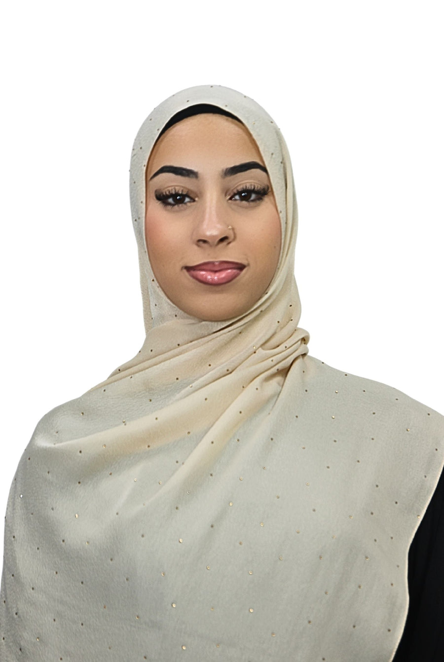 Satin Mukesh Hijab Ivory Col 2