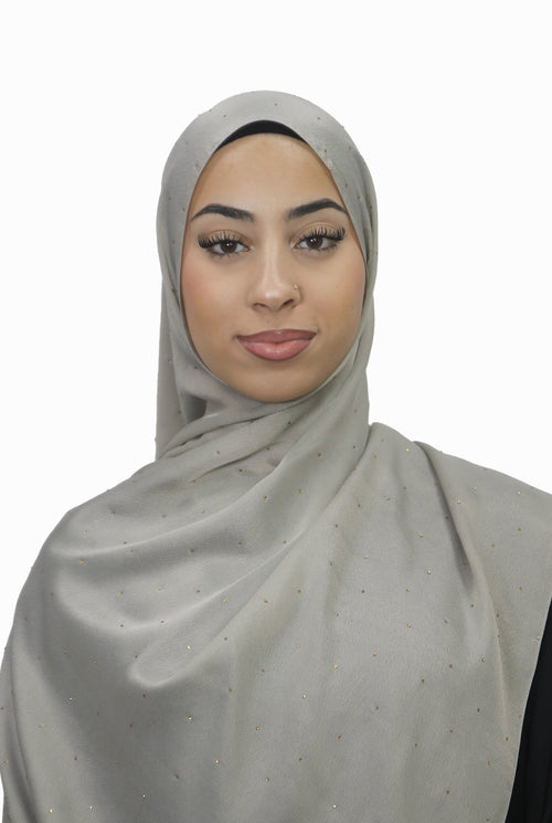 Satin Mukesh Hijab Grey Col 12