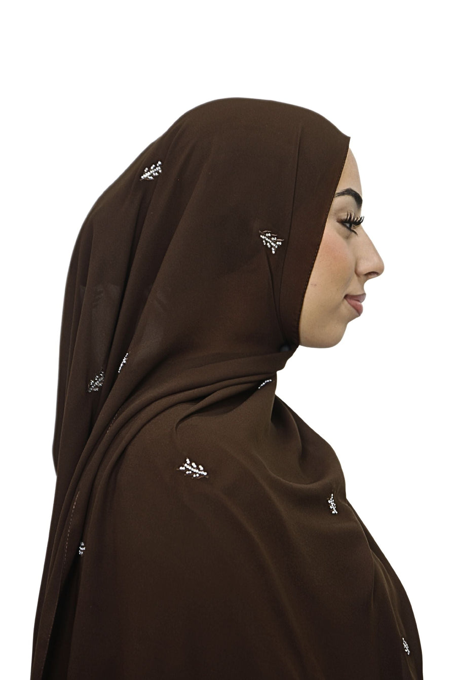 Emirati Chiffon Hijab D1 Chocolate Brown Col 85