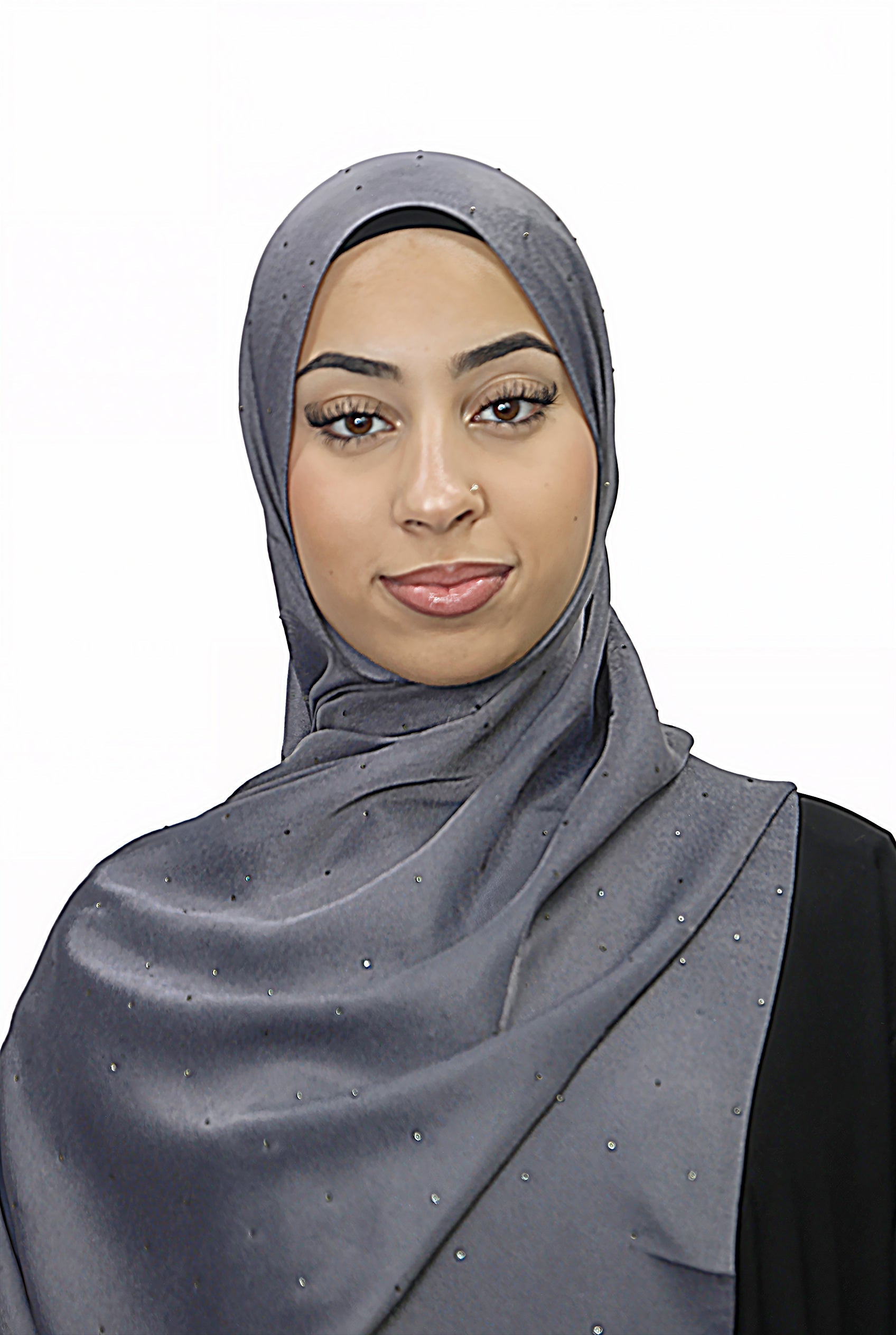Satin Mukesh Hijab Steel Grey Col 15