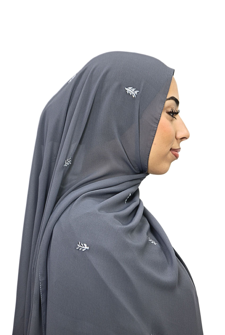 Emirati Chiffon Hijab D1 Grey Col 36