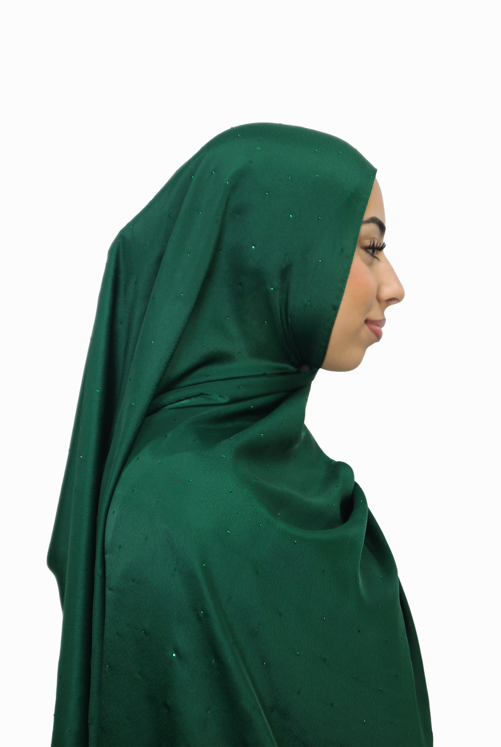 Satin Mukesh Hijab Emerald Green Col 13