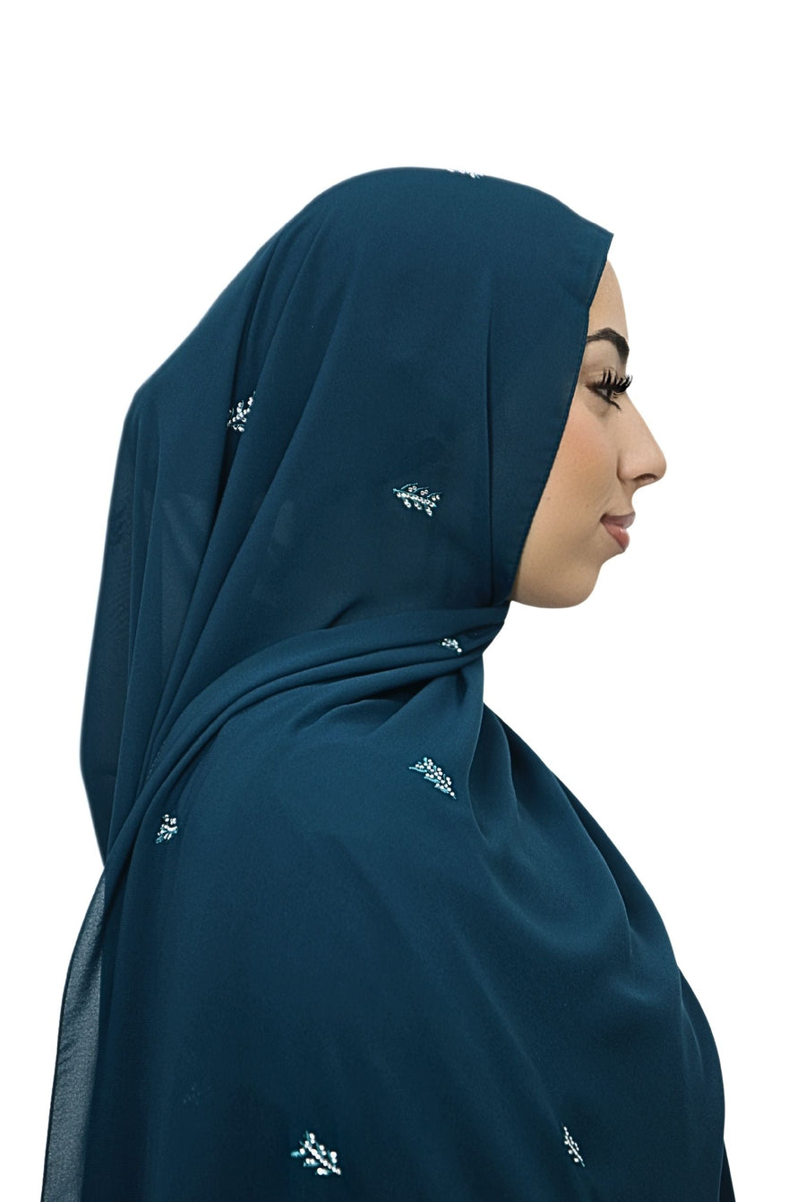Emirati Chiffon Hijab D1 Deep Teal Col 74